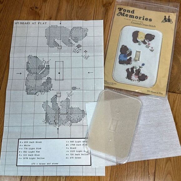 Creative Memories Other - 1984 FOND MEMORIES COUNTED CROSS-STITCH SWITCHPLATE  temples + kit